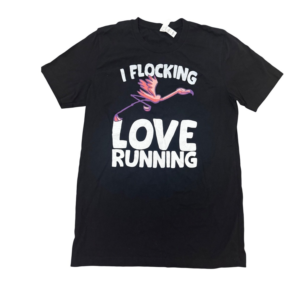 Bella Canvas‎ Mens I Flocking Love Running Flamingo Graphic T-Shirt NWOT Medium